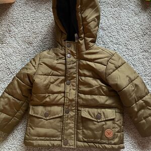 Little Me Olive Hooded Puffer Jacket